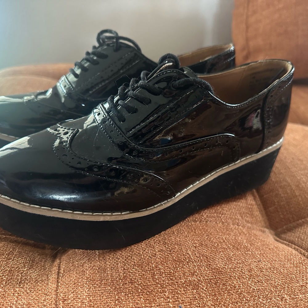 Madden Girl Black Patent Platform Oxford